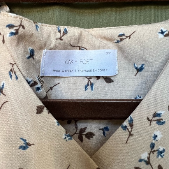 Oak + Fort Cream/Tan Floral Dress - Small - Picture 3 of 4